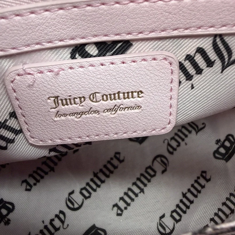 Juicy Couture Dreamy Shoulder Bag & Matching Zip Card Case Raspberry Velour NWT